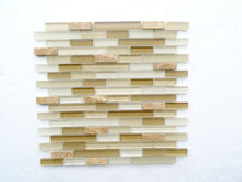 PGMS010 Linear Interlocking 11.75in. x 12in. x 8mm Glass and Marble Mesh-Mounted Mosaic Tile