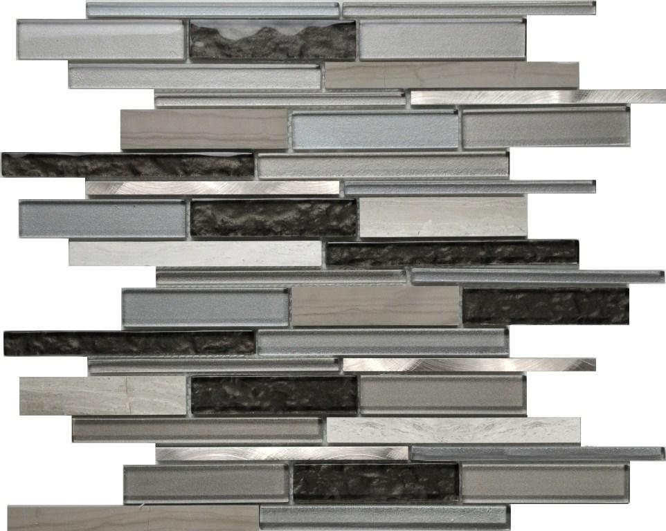 PGMS060 Volcano Interlocking 11.75in. x 12in. x 8mm Glass, Marble and Metal Mesh-Mounted Mosaic Tile