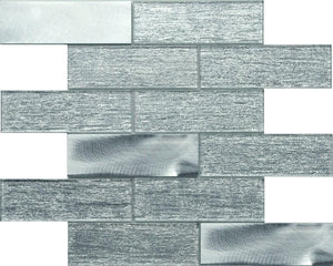 PGMS070 Silk Interlocking 11.75in. x 12in. x 8mm Glass and Metal Mesh-Mounted Mosaic Tile