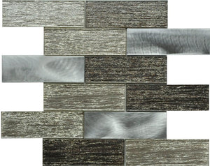 PGMS071 Silk Interlocking 11.75in. x 12in. x 8mm Glass and Metal Mesh-Mounted Mosaic Tile