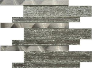 PGMS076 Silk Interlocking 11.75in. x 12in. x 8mm Glass and Metal Mesh-Mounted Mosaic Tile